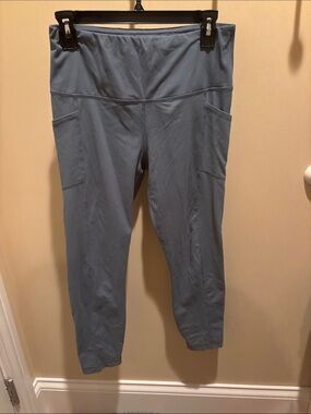 Yogalicious Slate Blue High-Waist Leggings with Side Pockets